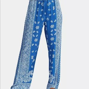 POLO RALPH LAUREN WOMENS PAISLEY TWILL WIDE LEG PANTS